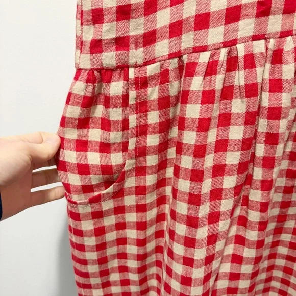 Faith Rowan Leeves Luna Sleeveless Dress Red Gingham Linen Size XXL Pockets NWT - Picture 4 of 16